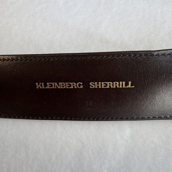 Kleinberg Sherrill Brown Leather Belt Size Medium Gold Buckle Vintage